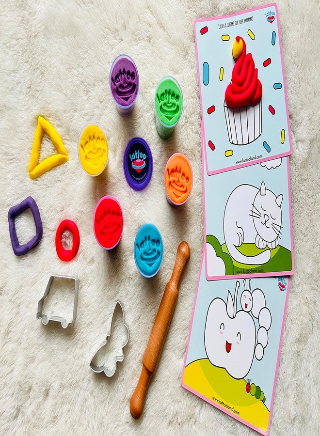 Lattooland Timeless Clay Dough Kit | Chemical Free Clay | Taste-Safe, Non-Toxic, Multi-Sensory Dough Play Set for Kids 1.5 Years+ | 6 Colors, 3 Tools, 3 mats - Image 4